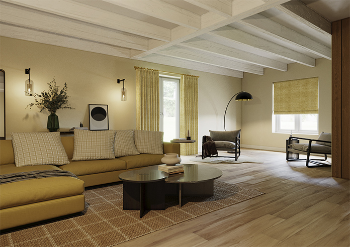 William Morris At Home Marigold Velvet, Ochre - Roman Blind - Image 6